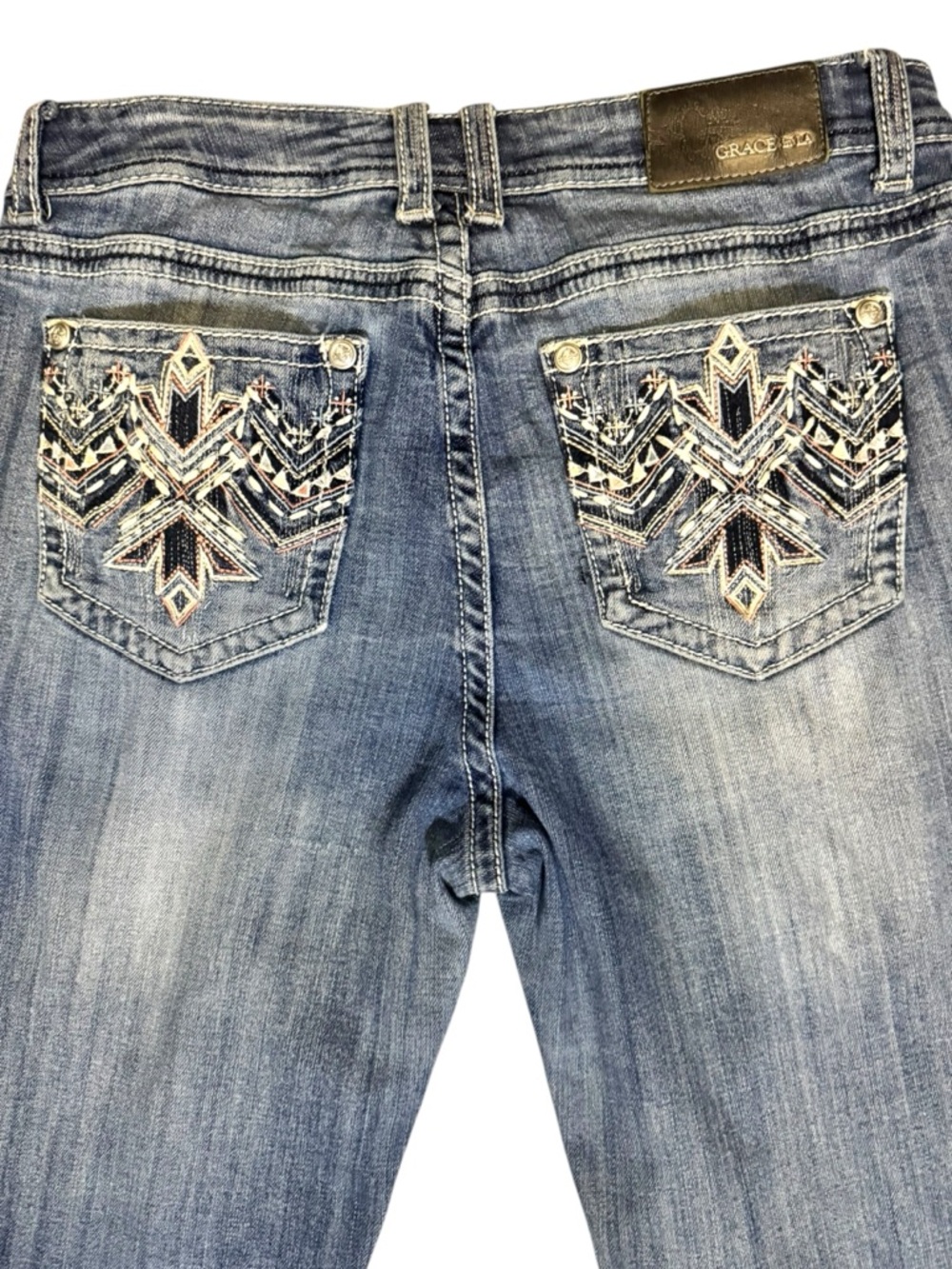 Grace in LA easy fit embroidered women's boho jeans size 30